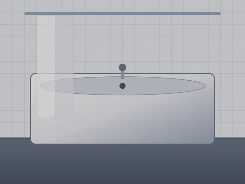 Salle de bain avant travaux — ancienne baignoire